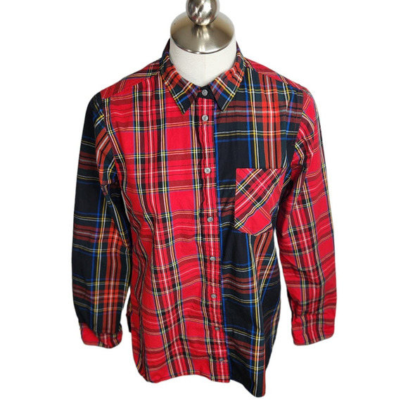 J. Crew Classic Fit Button Up Shirt Mixed Stewart Tartan Plaid Women's Size 6 - Picture 3 of 15